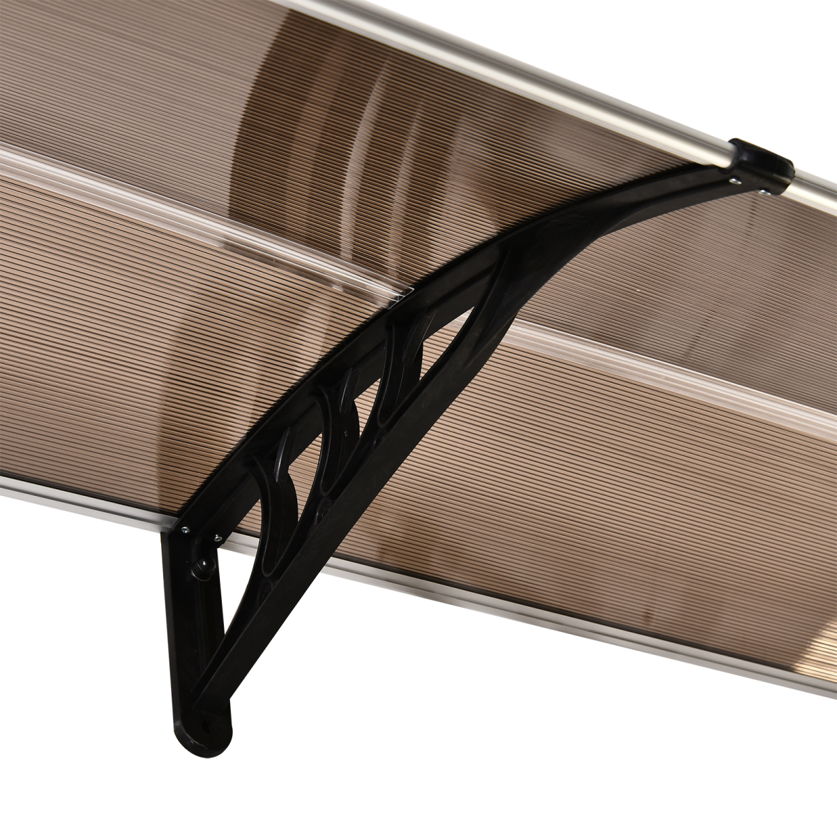 Outsunny 80 L x 195 W x 23 H cm Clear Polycarbonate Curved Awning Black