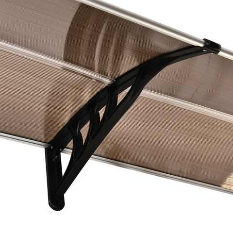 Outsunny 80 L x 195 W x 23 H cm Clear Polycarbonate Curved Awning Black
