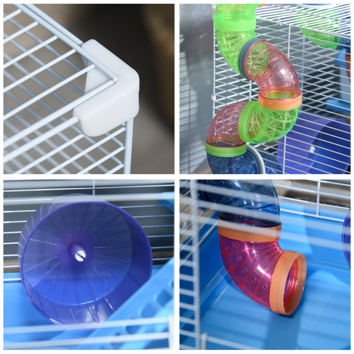 Hamster Cage Carrier Small Animal House w/ Exercise Wheels Tunnel Tube Pawhut