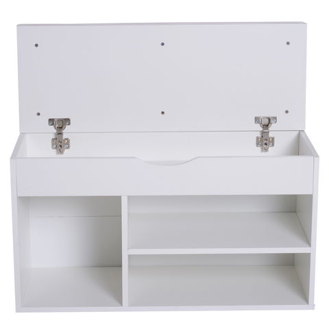 HOMCOM Wooden Shoes Cabinet Bench Hidden Storage Padded Seat Organiser White