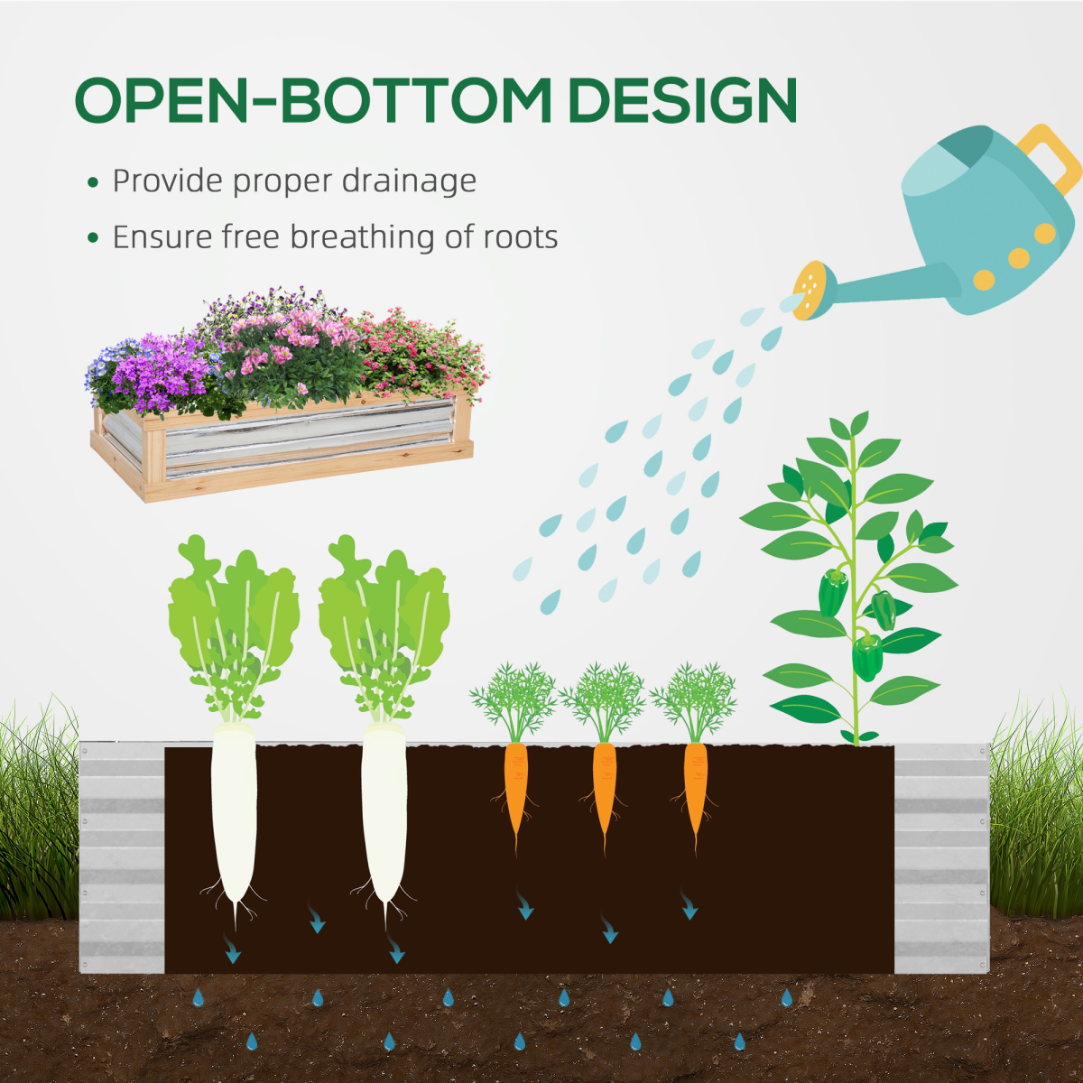 Raised Garden Flower Bed Kit with Greenhouse