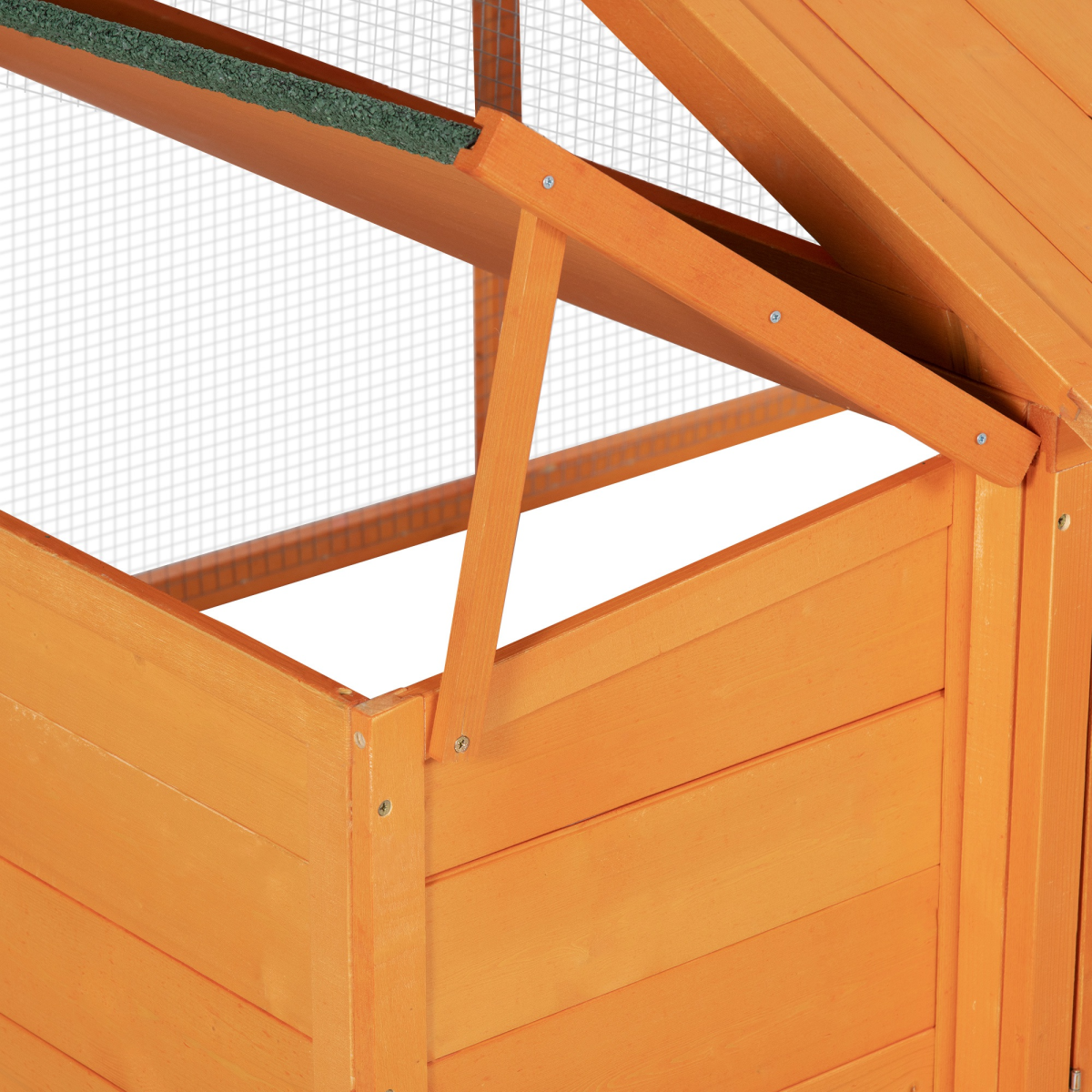 PawHut Wooden Chicken Run with Nesting Box, Openable Roof for 4-8 Chickens Ducks