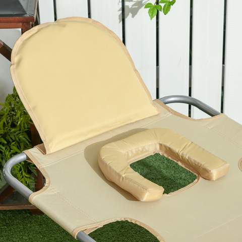 Patio Foldable Sun Lounger 5 Level Adjustable Reclining Chair Beige