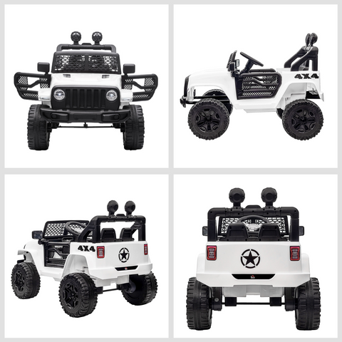 12V Kids Electric Ride On Car Truck Off-road Toy Remote Control White HOMCOM