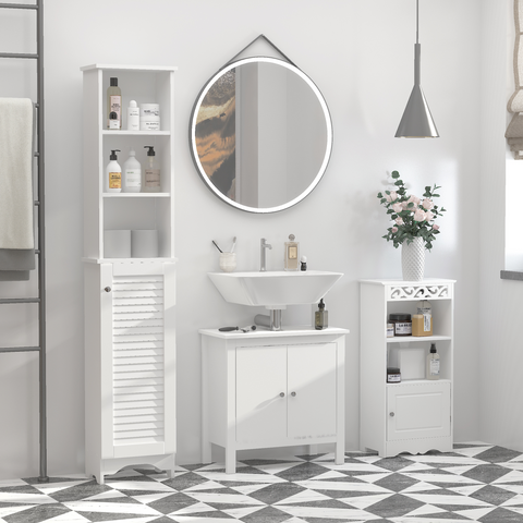 MDF 6-Tier Tall Bathroom Storage Cabinet White