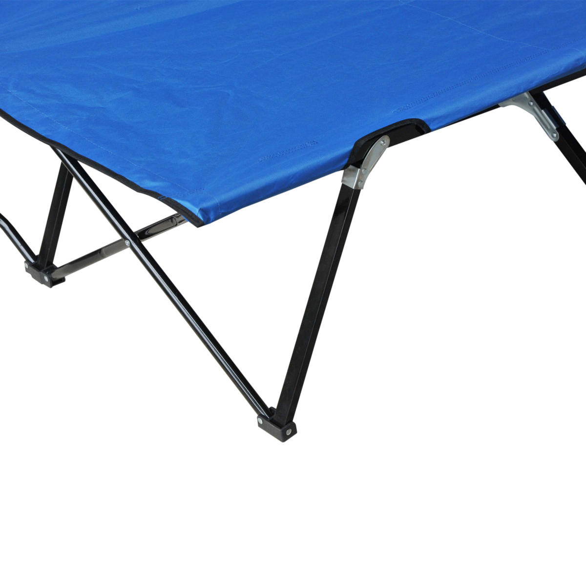 Double Camping Folding Cot Outdoor Portable Sunbed w/ Carry Bag, Blue Outsunny