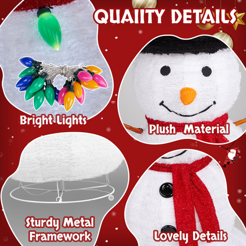 4ft 100LED 20 Lanterns Cashmere Fabric Retractable Snowman Garden Snowman Decoration