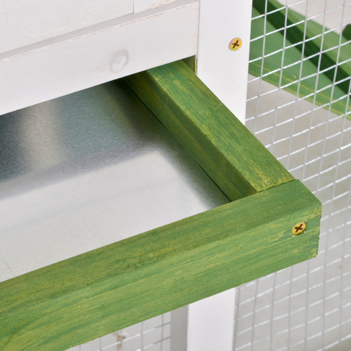 Rabbit Hutch Wood Bunny Cage for Outdoor Indoor w/ Pull Out Tray Run Ramp Green