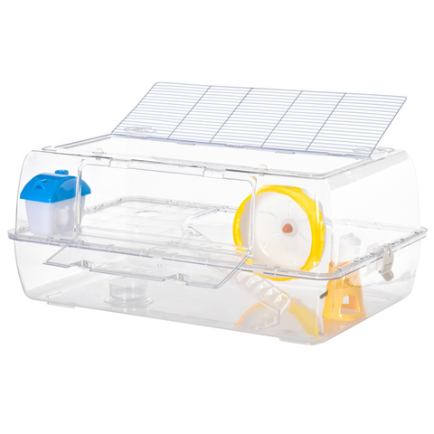 Portable 2 Storey Hamster Cage w/Running Wheel Drinker Feeding Bowl Pawhut