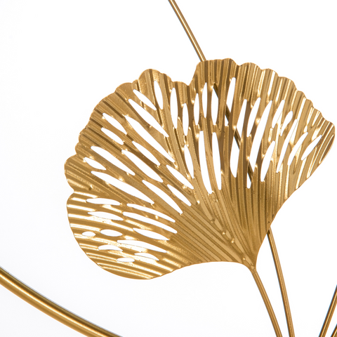 Minimalist Metal Wall Art Ginkgo Leaves Hanging Wall Sculpture, Gold