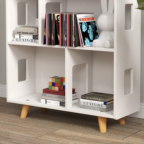 ZONEKIZ 3 Tier Toy Storage Shelf with 6 Cubby for Playroom, Bedroom, White