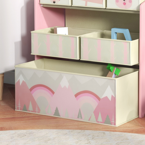 ZONEKIZ Kids Storage Units with 6 Boxes, Childrens Toy Storage Organiser, Pink