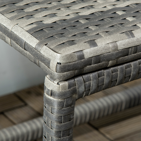 Outdoor Coffee Table w/ Plastic Board Under the Full Woven Table Top, Grey