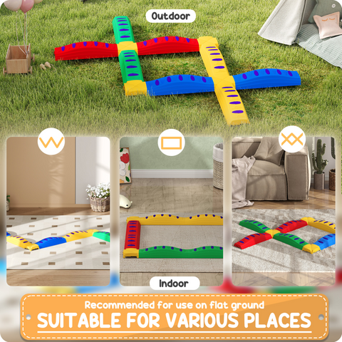 AIYAPLAY 12PCs Kids Balance Beam Stepping Stones with Non-Slip Foot Pads