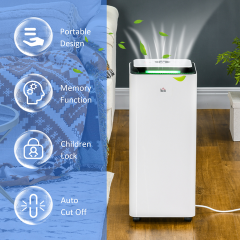 HOMCOM 16L/Day Protable Quiet Air Dehumidifier with Purifier, Timer, 5 Modes