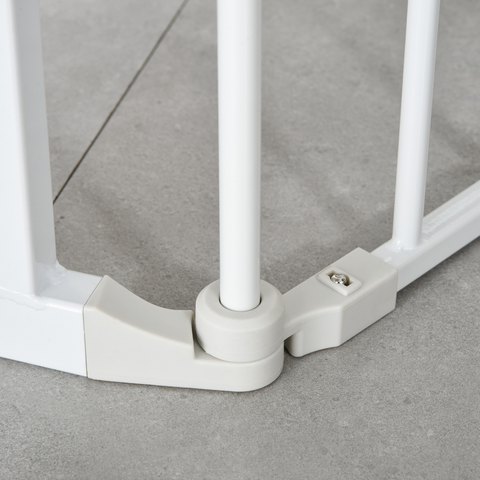 Pet Safety Gate 3-Panel Playpen Metal Fence W/ Walk Through Door White