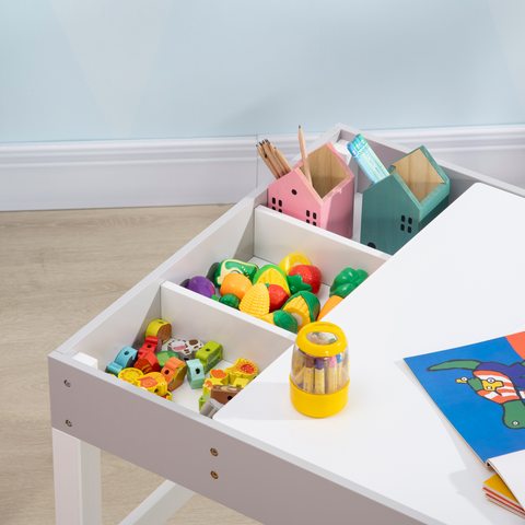 Kids Table and Chair Set Toddler Desk and Chair Set w/ Storage - Grey