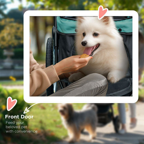 PawHut 3 Wheel Pet Stroller, for Medium Small Dogs, Foldable Cat Pram - Green