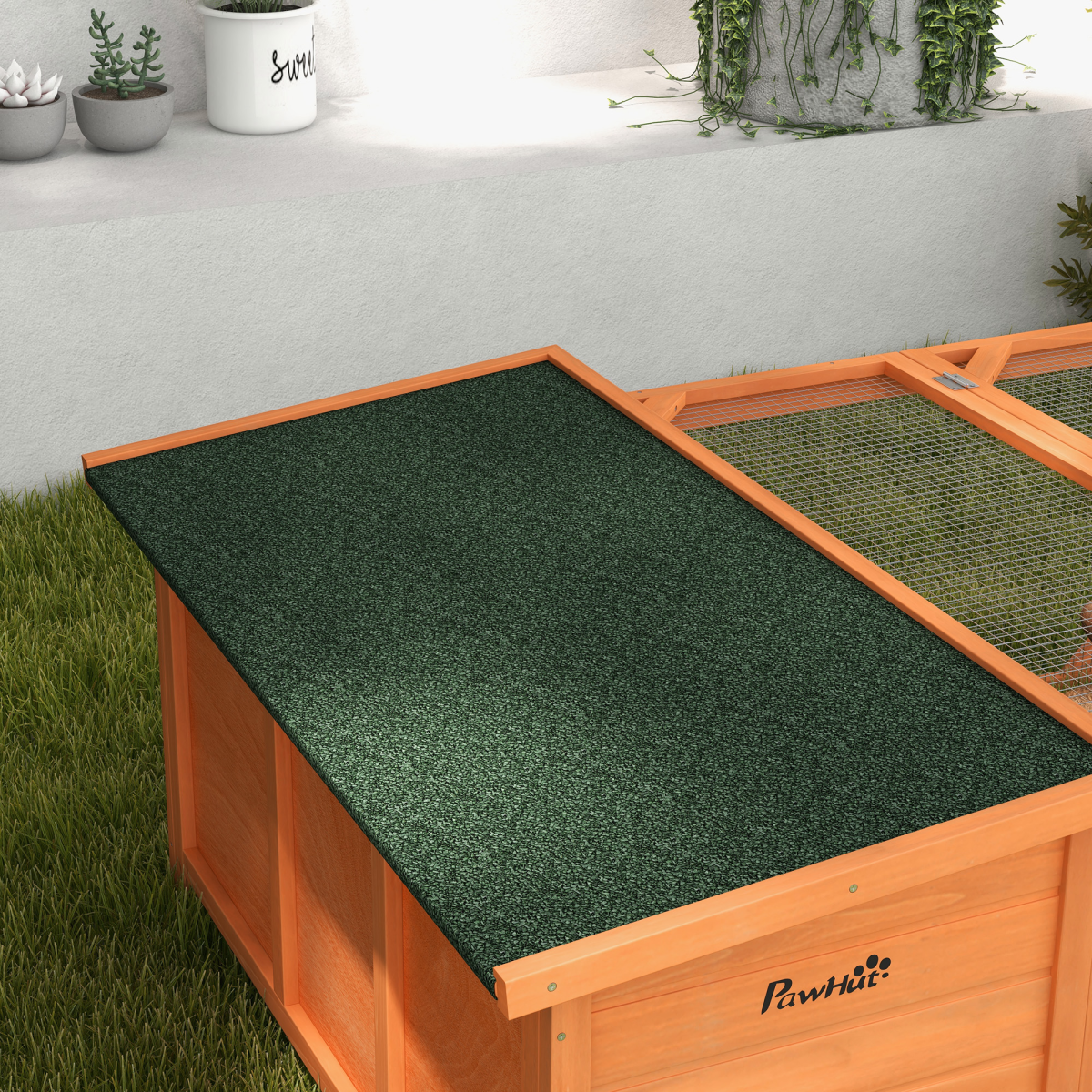 Wooden Rabbit Hutch with Run Small Animal Guinea Pig House 125.5 x 100 x 49cm