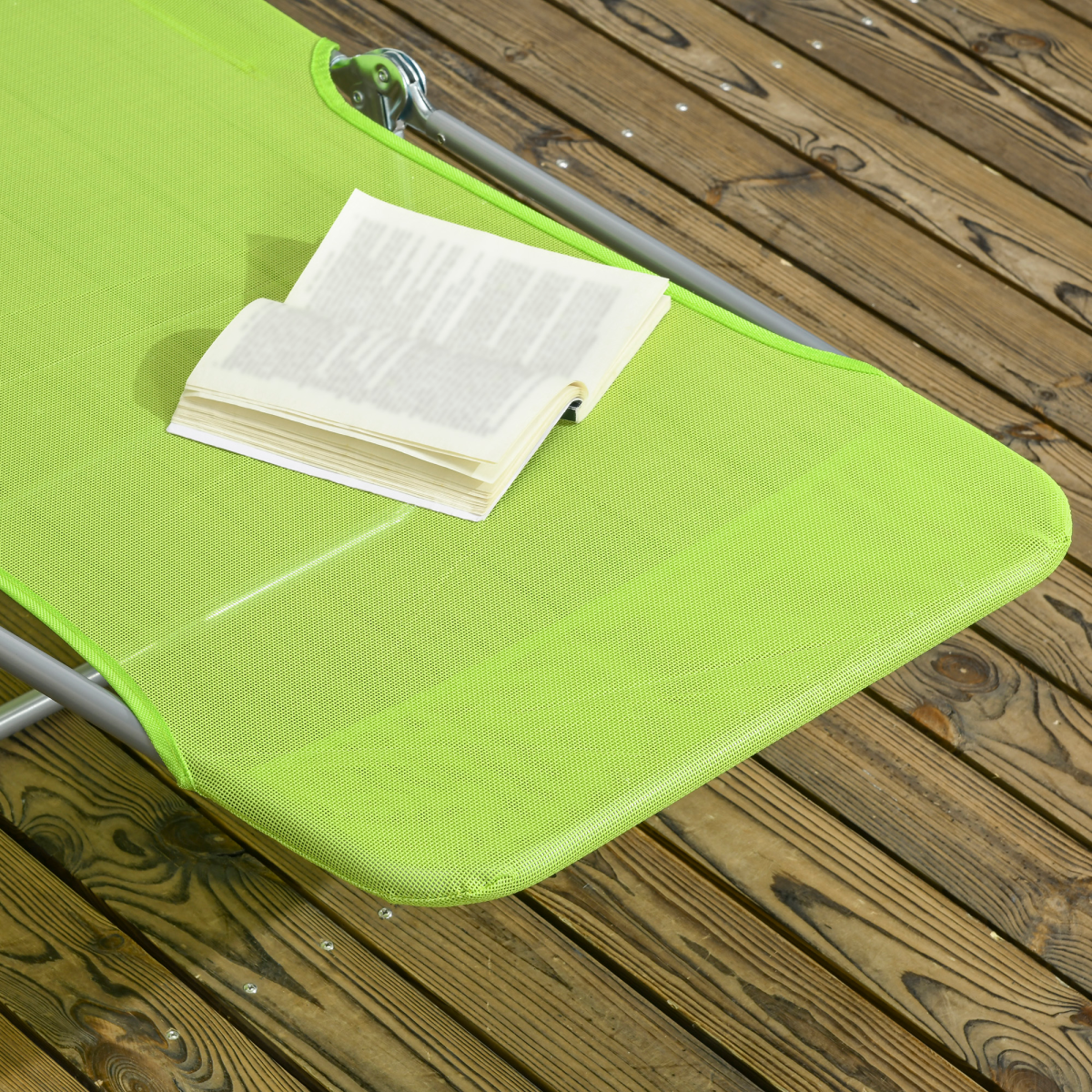 Outsunny 2 Piece Folding Sun Loungers with Adjustable Backrest, Pillow, Green
