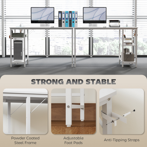 HOMCOM 120 x 60 cm Home Office Desk Reversible Study Table for Bedroom White