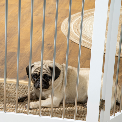 Foldable Dog Gate for Doorways, Stairs, Halls - White