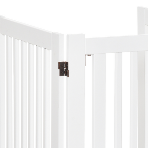 MDF Dog Gate Step over Panel Fence Expandable Folding w/Latch Support Feet White
