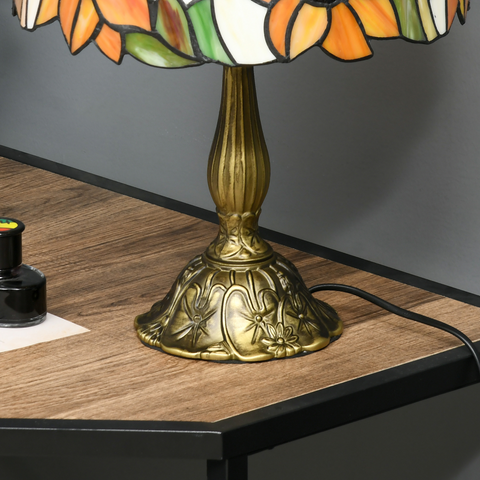 HOMCOM Antique Table Lamp, for Bedroom Bedside, Bulb not Included, Sunflower