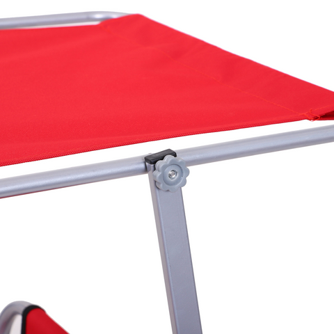 Outsunny Folding Chair Sun Lounger w/ Sunshade Garden Recliner Hammock Red