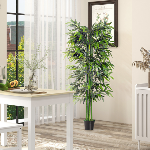 Artificial Bamboo Tree Plant, 1.8 m-Green Bamboo/ Black Pot