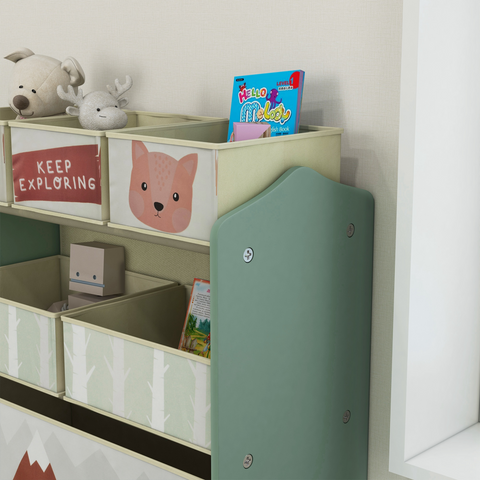 ZONEKIZ Kids Storage Units with 6 Boxes, Childrens Toy Storage Organiser, Green
