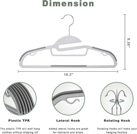 Belofay 30 Pack White Plastic Coat Hangers Non Slip Heavy Duty Adult Clothes