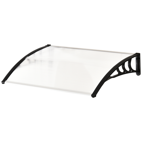 75 L x 120 W x 23 H cm Clear Polycarbonate Curved Awning w/ Black Bracket