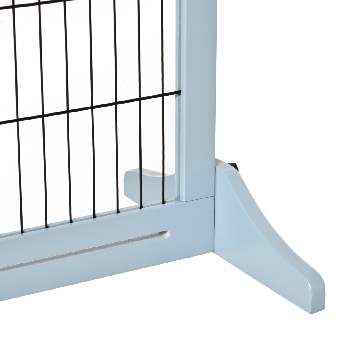 Adjustable Wooden Pet Gate Freestanding Dog Barrier for Doorway, Grey Pawhut