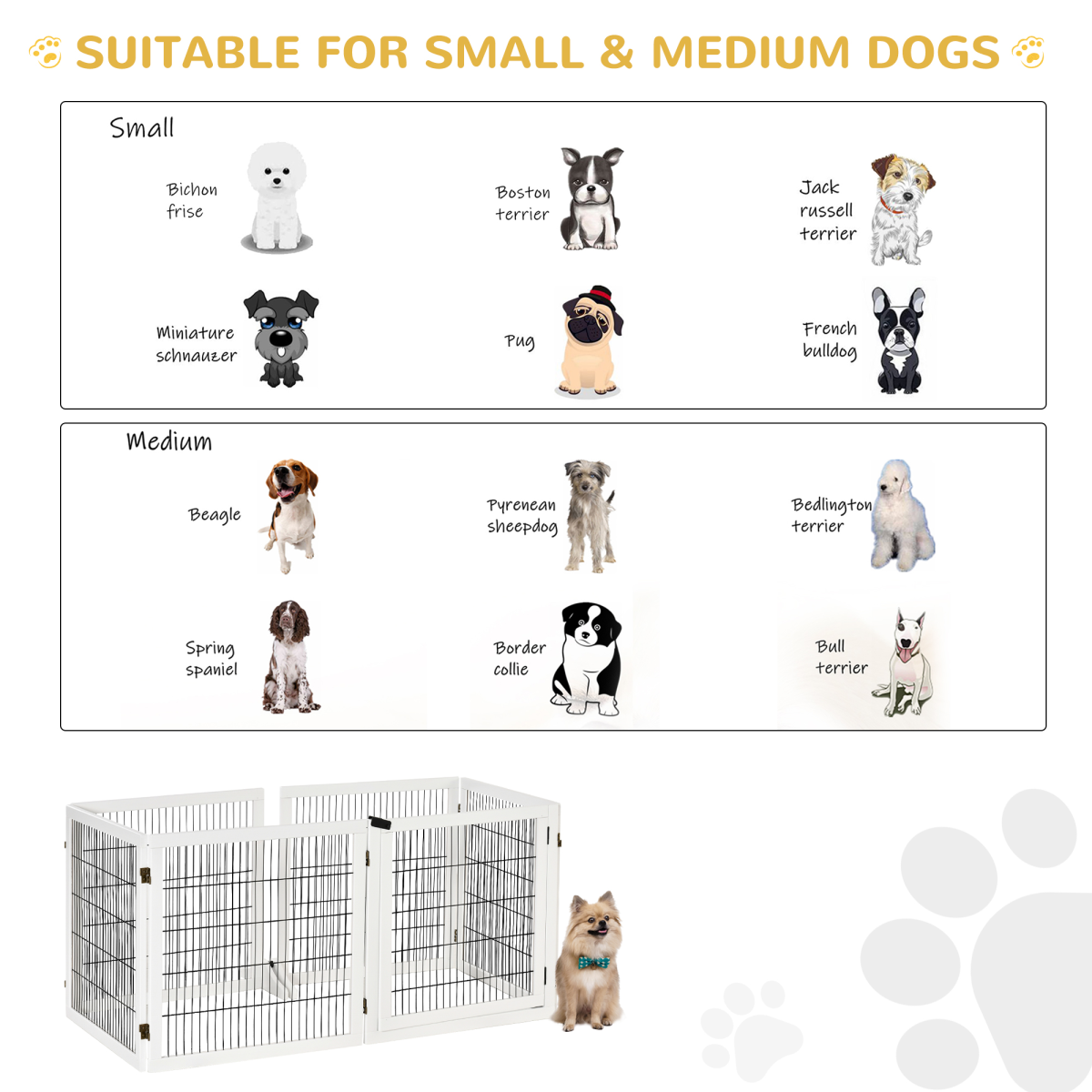 Freestanding Pet Dog Gate 6 Panel Foldable Wooden Playpen 432cm Long Pawhut