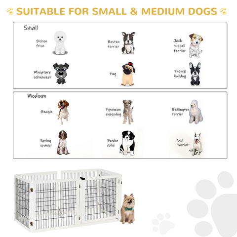 Freestanding Pet Dog Gate 6 Panel Foldable Wooden Playpen 432cm Long Pawhut