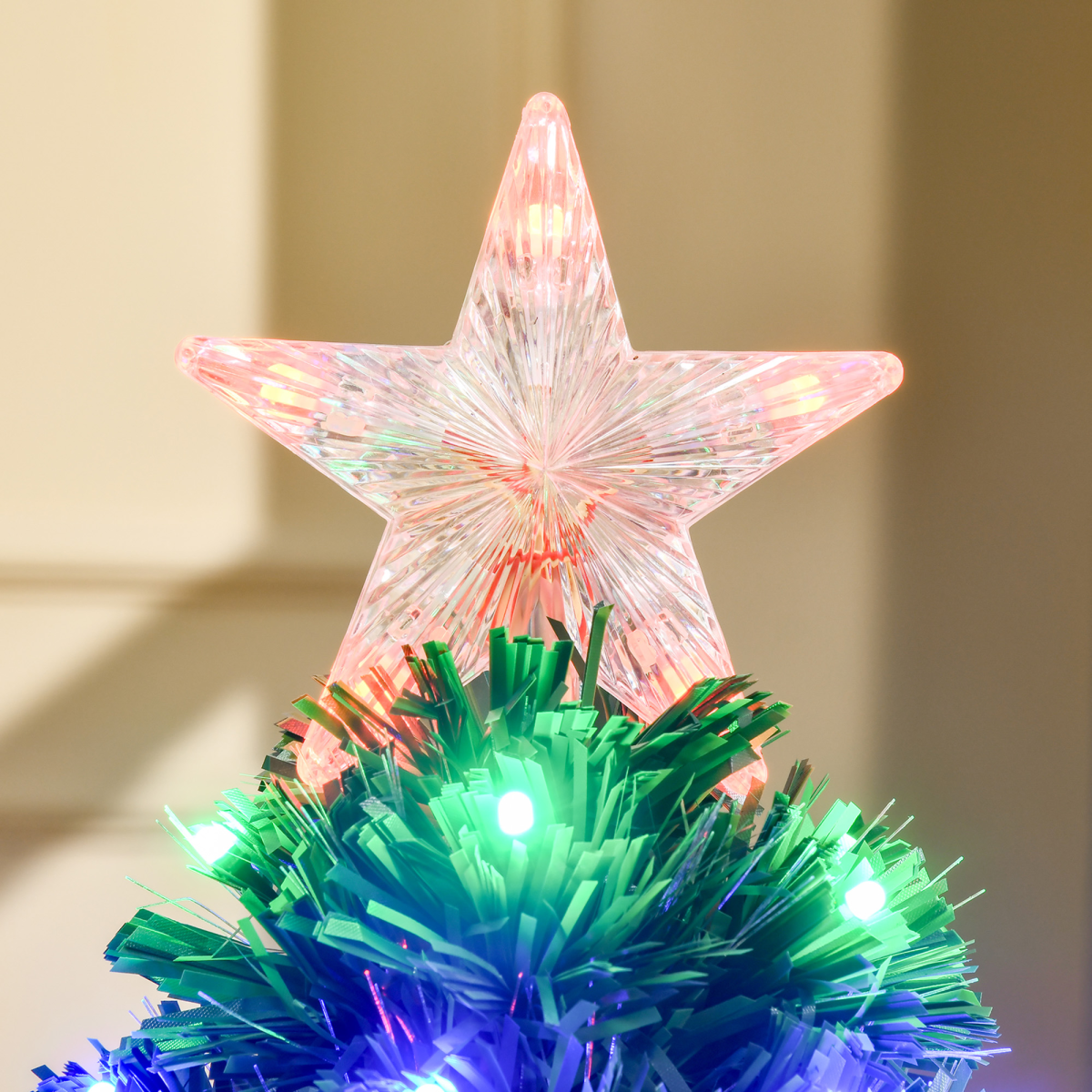 3ft Prelit Artificial Christmas Tree with Multi-Coloured Fiber Optic LED Green