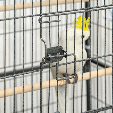 Bird Cage Aviary for Budgies Canaries w/ Rolling Stand Slide-Out Tray, Grey