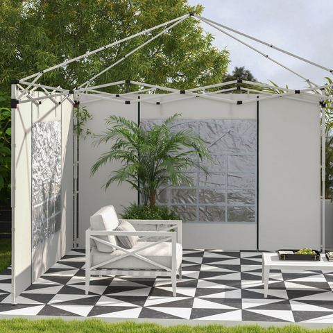 Outsunny 3x3(m) or 3x6m Pop Up Gazebo Side Panels Replacement, 2 Pack, White