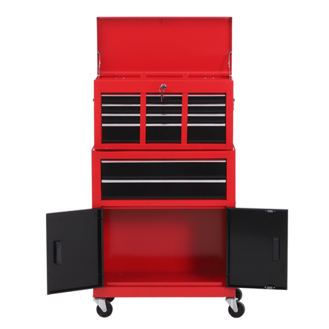 Portable Toolbox Tool Box Top Chest Cabinet Garage Storage Roll Cab Red HOMCOM