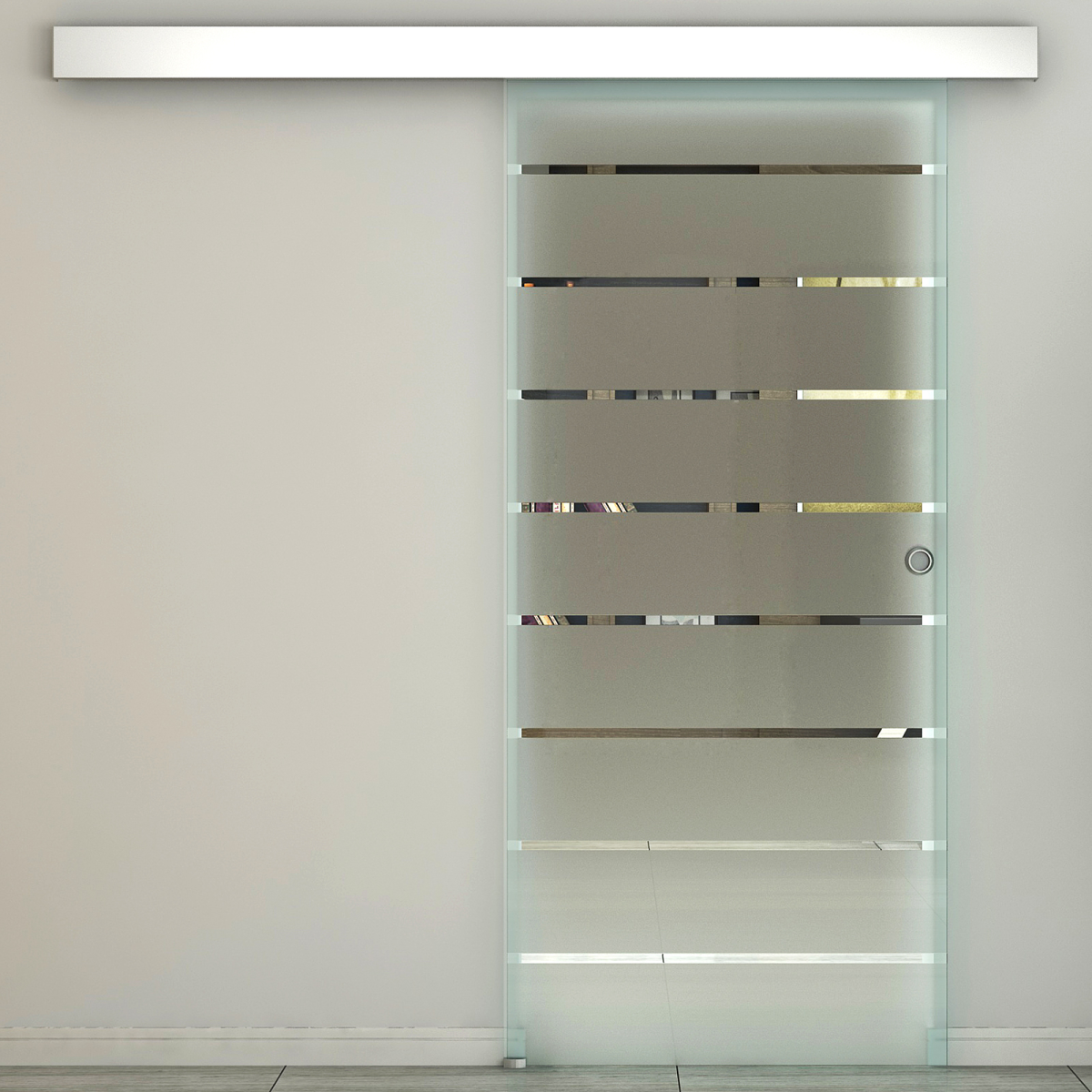 Tempered Sliding Barn Door Kit Aluminum-alloy Rail Frosted Glass