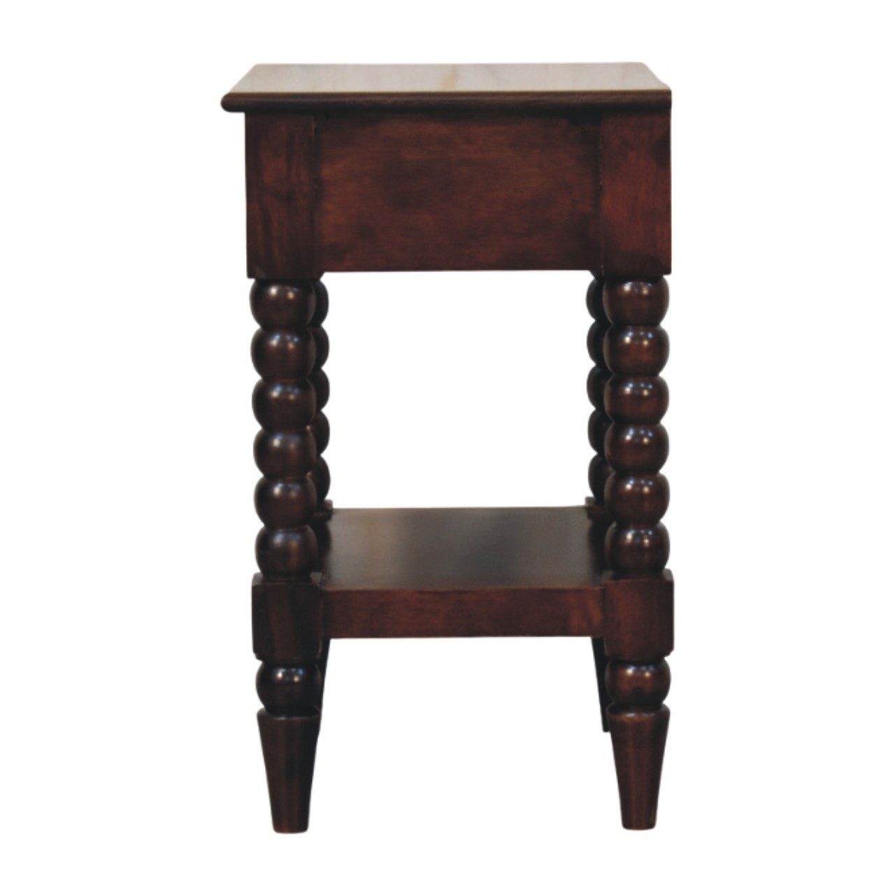 Artisan Furniture Solid Wood Vienna Nightstand, Drawer And Open Shelf, Dark Brown