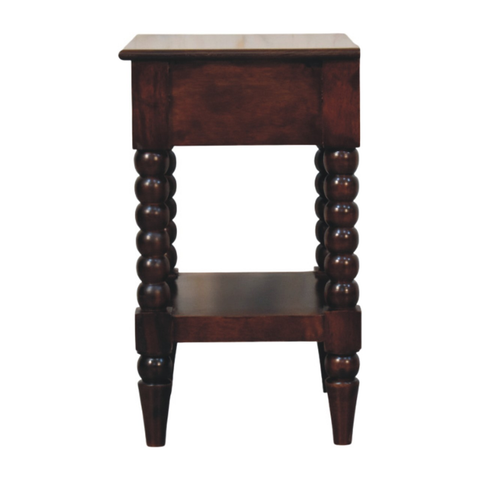 Artisan Furniture Solid Wood Vienna Nightstand, Drawer And Open Shelf, Dark Brown