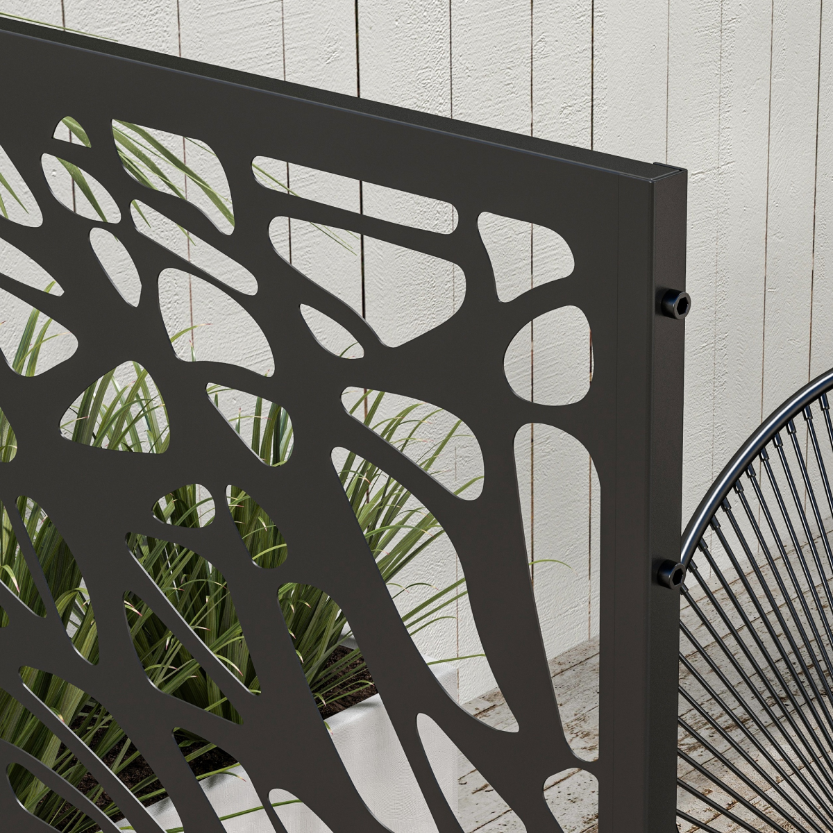 Outsunny 6.5FT Metal Outdoor Privacy Screen Panel with Stand, Twisted Lines
