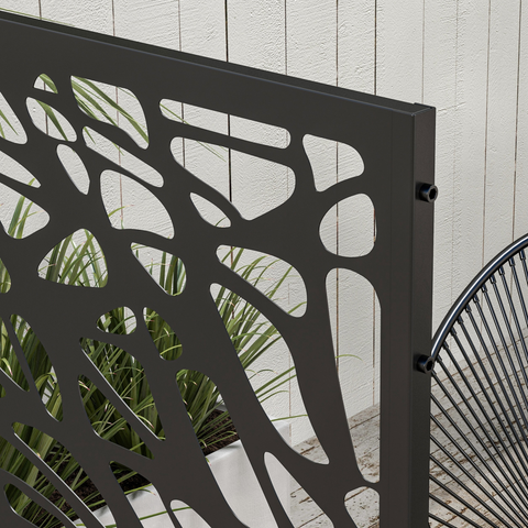 Outsunny 6.5FT Metal Outdoor Privacy Screen Panel with Stand, Twisted Lines