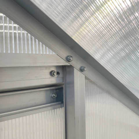 6 x 4ft Polycarbonate Greenhouse Aluminum Roof Vent, Rain Gutter Sliding Door,