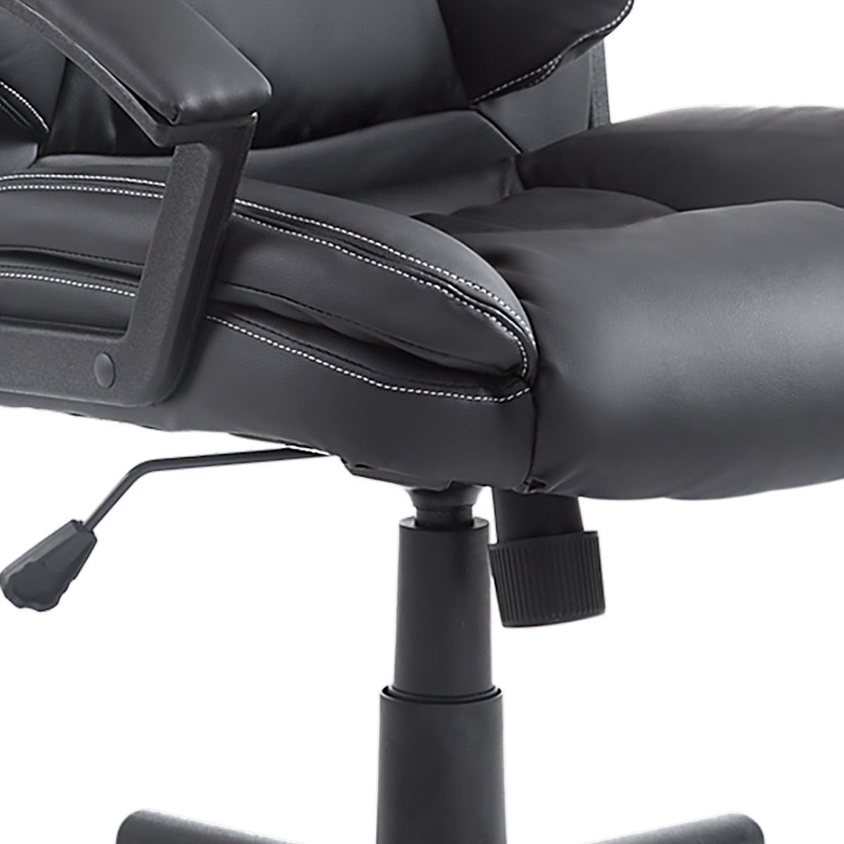 Swivel Executive Office Chair Mid Back PU Leather Chair w/ Arm, Black HOMCOM