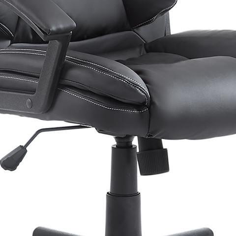 Swivel Executive Office Chair Mid Back PU Leather Chair w/ Arm, Black HOMCOM