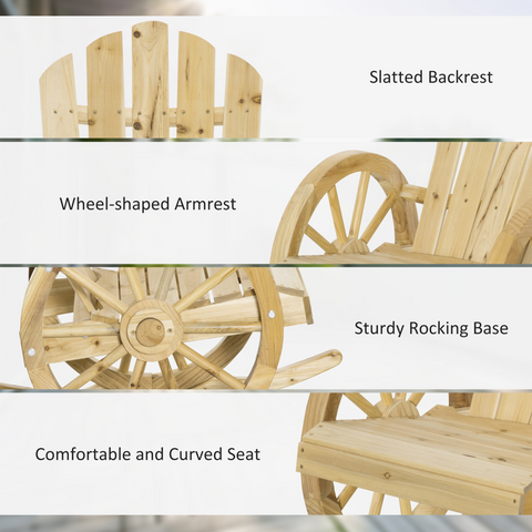 Outsunny Adirondack Rocking Chair Porch Poolside Garden Lounging Natural