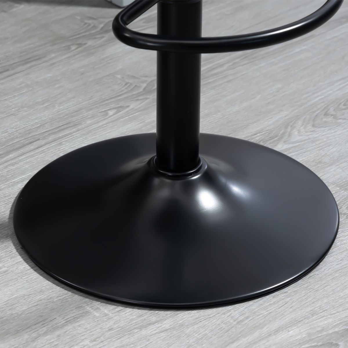Set of 2, Swivel Barstools with Footrest and Backrest, PU Leather Black